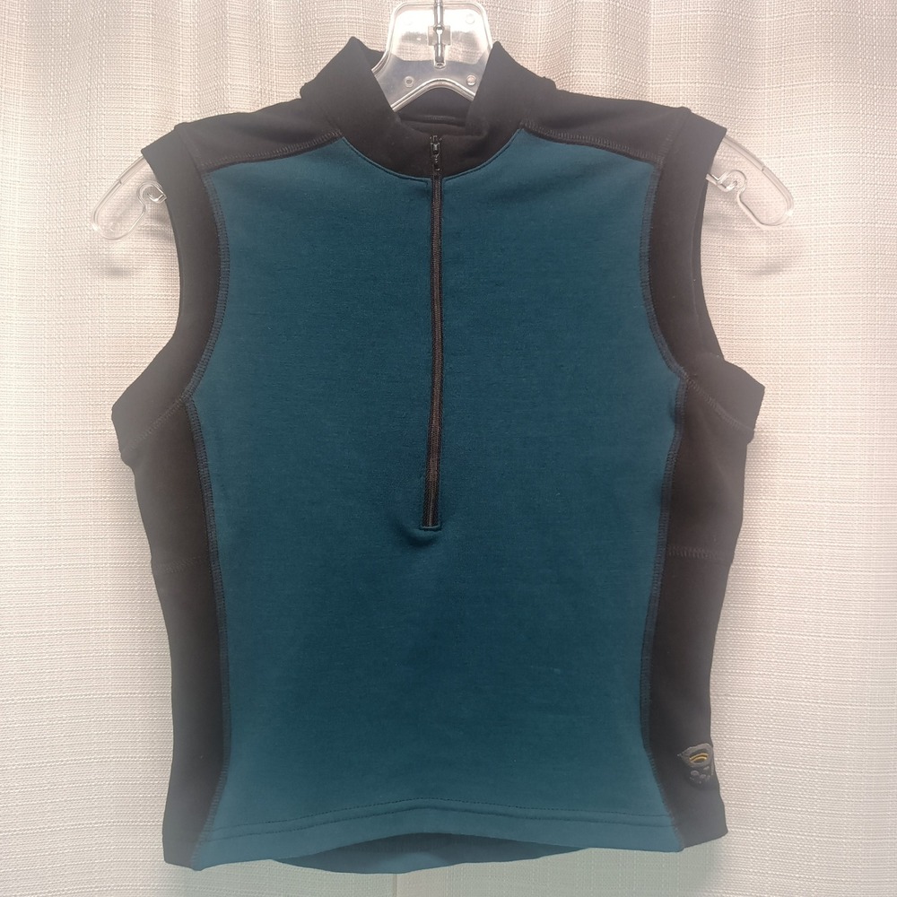 Mountain Hardwear Womens 6 Teal Black 1/4 Zip Sleeveless Cropped Cycling Vest